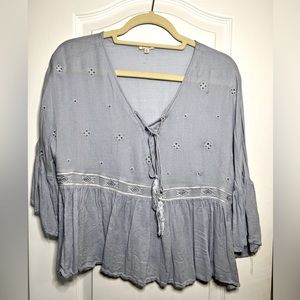 Boho sky blue top
